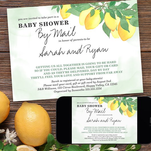 Citrus Lemons Mint Wash Baby Dusche von Mail Einladung
