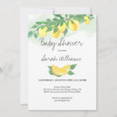 Citrus Lemons Mint Wash Gender Neutral Baby Dusche Einladung (Vorderseite)