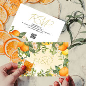 Citrus Lemons Orange Botanische Moderne Hochzeit RSVP Karte