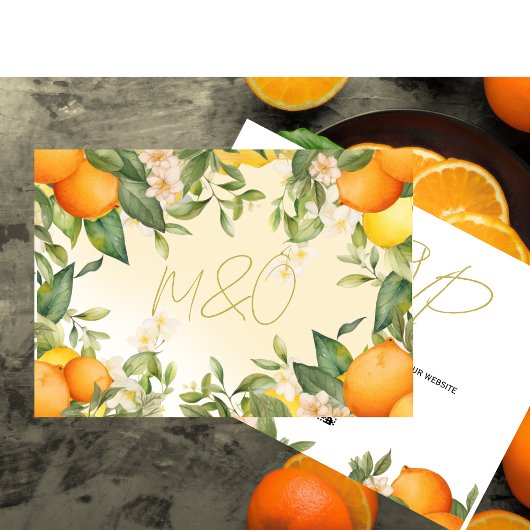 Citrus Lemons Orange Botanische Moderne Hochzeit RSVP Karte