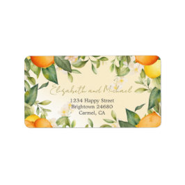 Citrus Lemons Orange Sommerhochzeit Einladung Adressaufkleber