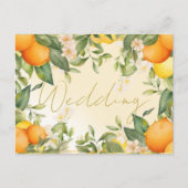 Citrus Lemons Orange Sommerhochzeit Einladung Postkarte (Vorderseite)