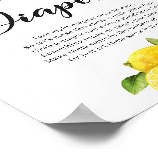 Citrus Lemons Spate Night Diapers Spiel-Zeichen Poster (Ecke)