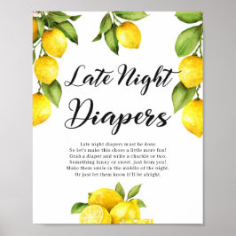 Citrus Lemons Spate Night Diapers Spiel-Zeichen Poster