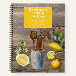 Citrus Lemons Wood Kitchen Utensils Familienrezept Notizblock