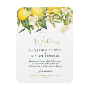 Citrus Lemons Yellow Botanical Wedding Einladung Magnet