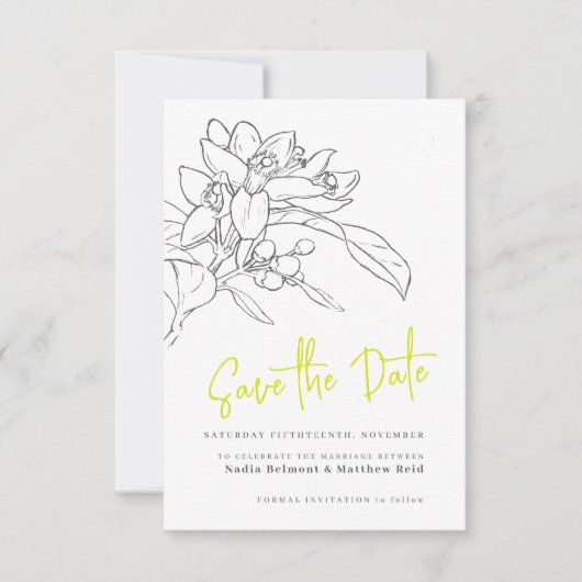 Citrus Limon Blüte Foto Hochzeit speichern Sie das Save The Date (Vorderseite)