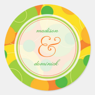 Citrus Limon Bubbly Mod Dots Summer Wedding Sticke Runder Aufkleber