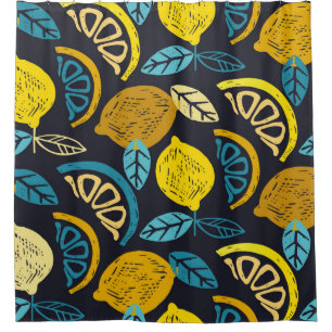 Citrus Limon lemon Doodle Hand gezeichnet Muster r Duschvorhang