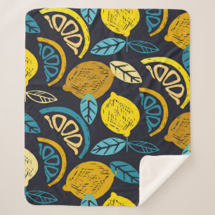 Citrus Limon lemon Doodle Hand gezeichnet Muster r Sherpadecke