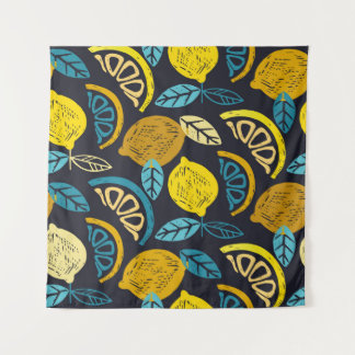 Citrus Limon lemon Doodle Hand gezeichnet Muster r Wandteppich