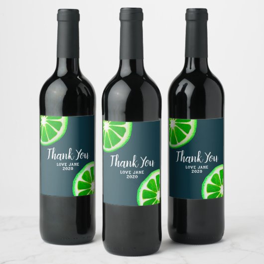 Citrus Limone Scheibe Moderne Dankeschön Geschenk Weinetikett (Flaschen)