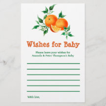 Citrus Little Süsse Baby Dusche wünscht Spielkarte
