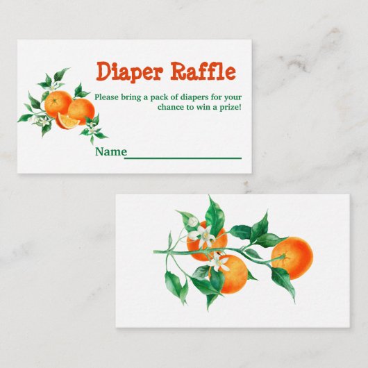 Citrus Little Süsse Baby Duwer Game Diaper Raffel Begleitkarte (Vorne/Hinten)