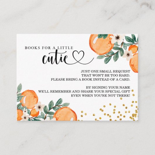 Citrus Little Süsse Baby Shower Book Request Cards Begleitkarte (Vorderseite)