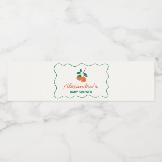 Citrus Little Süsse Moderne Babydusche Wasserflaschenetikett (Einzelnes Label)