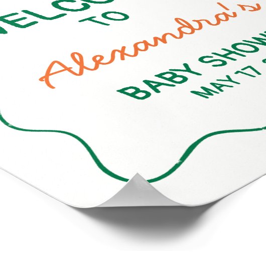 Citrus Little Süsse Moderne Babydusche Willkommen Poster (Ecke)