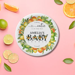 Citrus Little Süsse Orange Green Floral Pappteller