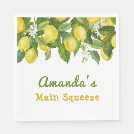 Citrus Main Squeeze Sweetie Lemon Baby Dusche Serviette (Vorderseite)