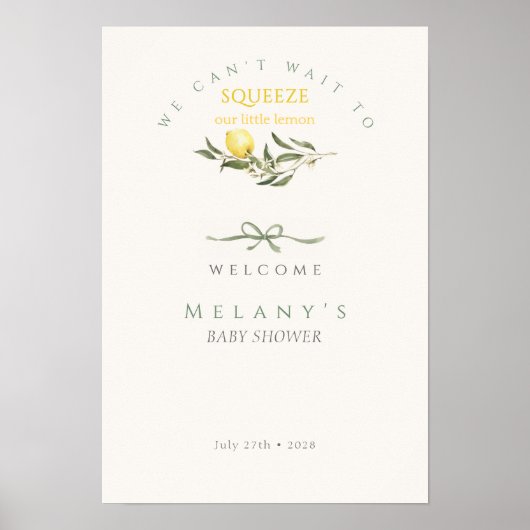 Citrus Mama's Squeeze Bow Willkommen Baby Shower Poster (Vorne)