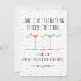 Citrus Martini Cocktail Party Confetti Black White Einladung