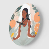 Citrus Meditation Große Wanduhr (Winkel)