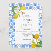 Citrus MediterranblueTiles Lemon Italien Wedding Einladung (Vorne/Hinten)