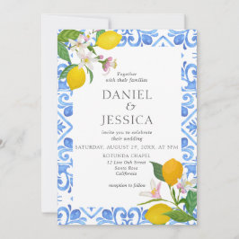 Citrus MediterranblueTiles Lemon Italien Wedding Einladung