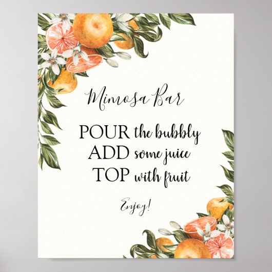Citrus Mimosa Bar Drink Sign Poster (Vorne)