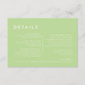 Citrus Minimalistisch Green Wedding Details Begleitkarte (Vorderseite)