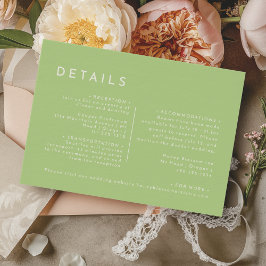 Citrus Minimalistisch Green Wedding Details Begleitkarte