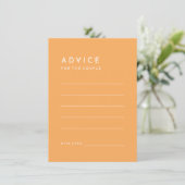 Citrus Minimalistisch Orange Wedding Advice Card Hinweiskarte (Stehend Vorderseite)