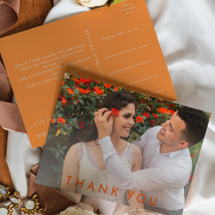Citrus Minimalistisch Orange Wedding Foto Vielen D Postkarte