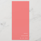 Citrus Minimalistisch Pink Hochzeitsflat Menükarte (Rückseite)