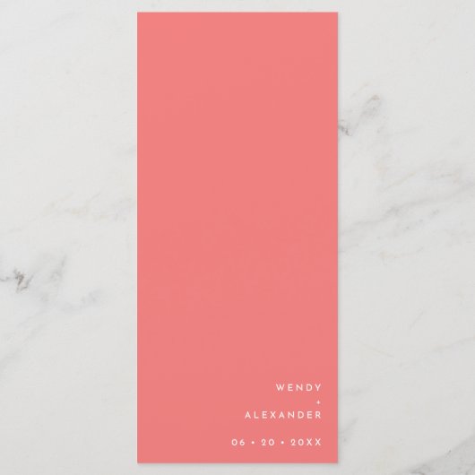 Citrus Minimalistisch Pink Hochzeitsflat Menükarte (Rückseite)