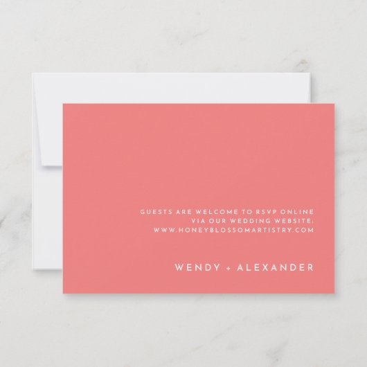Citrus Minimalistisch Pink Wedding RSVP Response C (Rückseite)