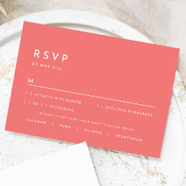 Citrus Minimalistisch Pink Wedding RSVP Response C Karte