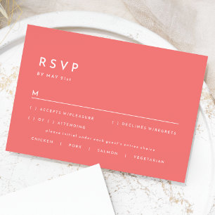 Citrus Minimalistisch Pink Wedding RSVP Response C Karte