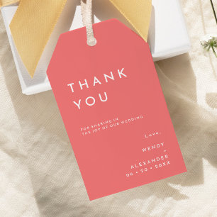 Citrus Minimalistisch Pink Wedding Vielen Dank Geschenkanhänger