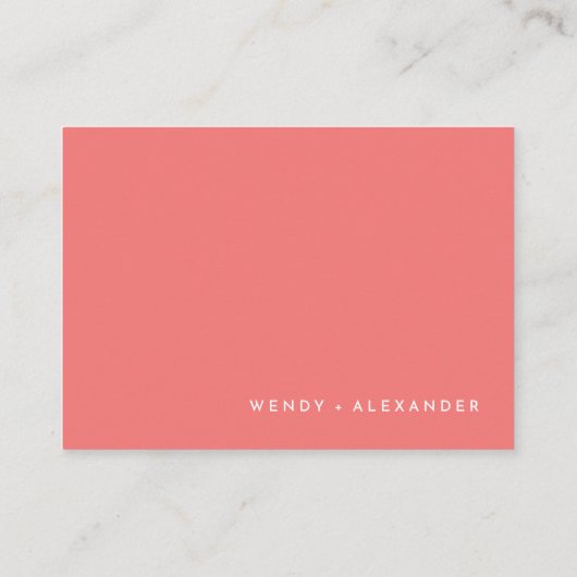 Citrus Minimalistisch rosa Hochzeitsempfang Begleitkarte (Rückseite)