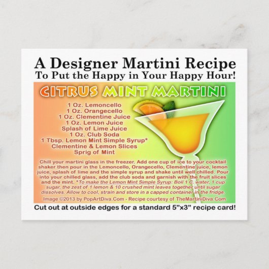 Citrus Mint Martini Rezept Postkarte (Vorderseite)