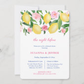 Citrus mit rosa Akzenten Hochzeitsessen Probe Einladung (Vorderseite)