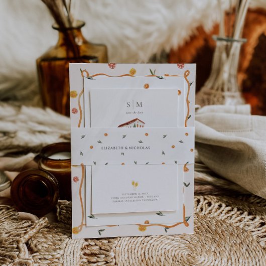 Citrus Monogram | Amore & Aranci Wedding Einladungsbanderole