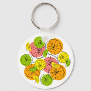 Citrus-Monogramm-Aluminiumkreis zweiseitig Schlüsselanhänger