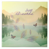 Citrus Mountain Lake Reflection Atmen Fliese (Vorderseite)