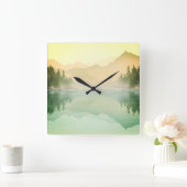 Citrus Mountains Forest Landschaft Quadratische Wanduhr (Zuhause)