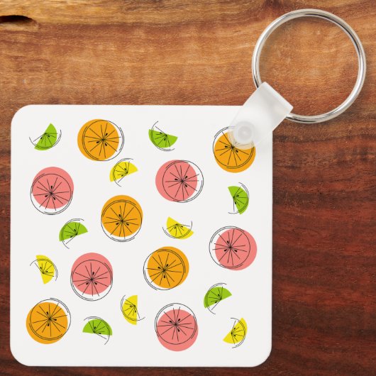 Citrus Multi aluminium square double-sided Schlüsselanhänger (Rückseite)