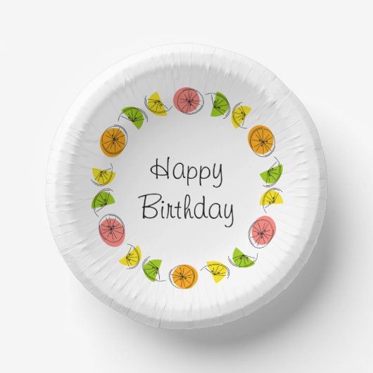 Citrus Multi Circle Happy Birthday Pappteller (Vorderseite)