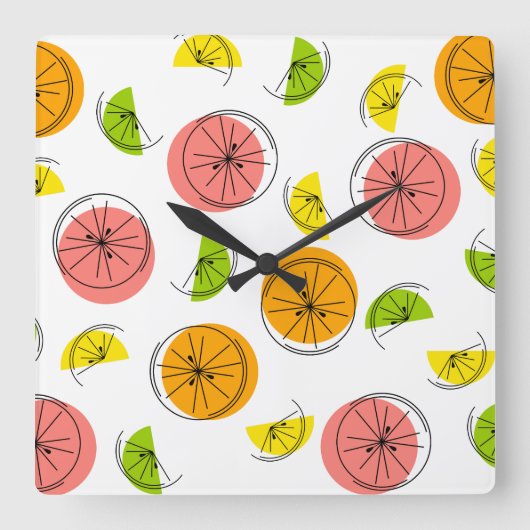 Citrus Multi clock Quadrat Quadratische Wanduhr (Vorderseite)