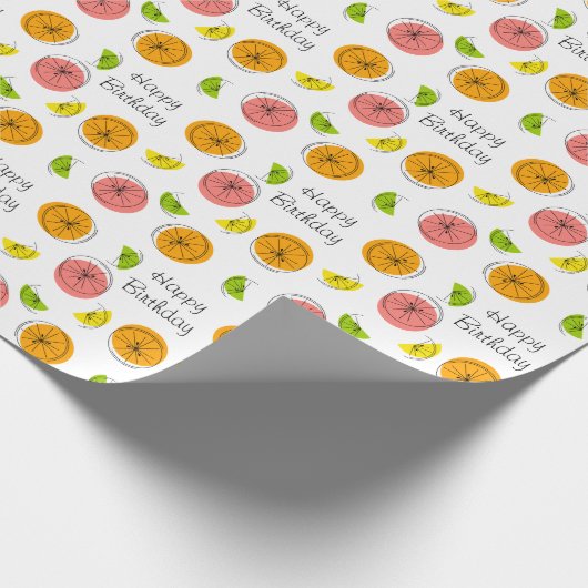 Citrus Multi 'Happy Birthday' Geschenkpapier (Ecke)